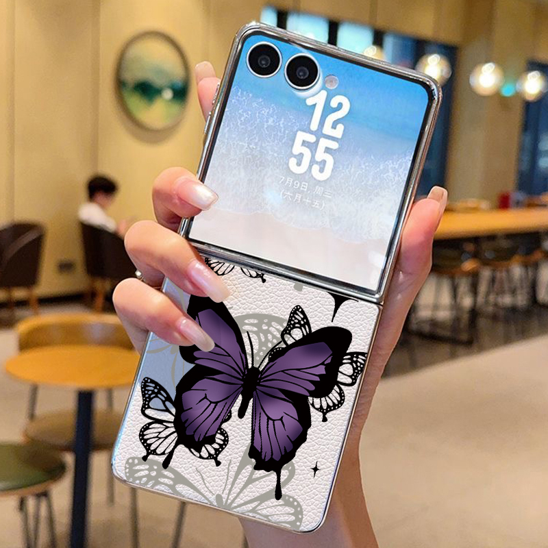 Phone Cases Z Fold 6 - Purple Butterfly PU Leather Phone Case