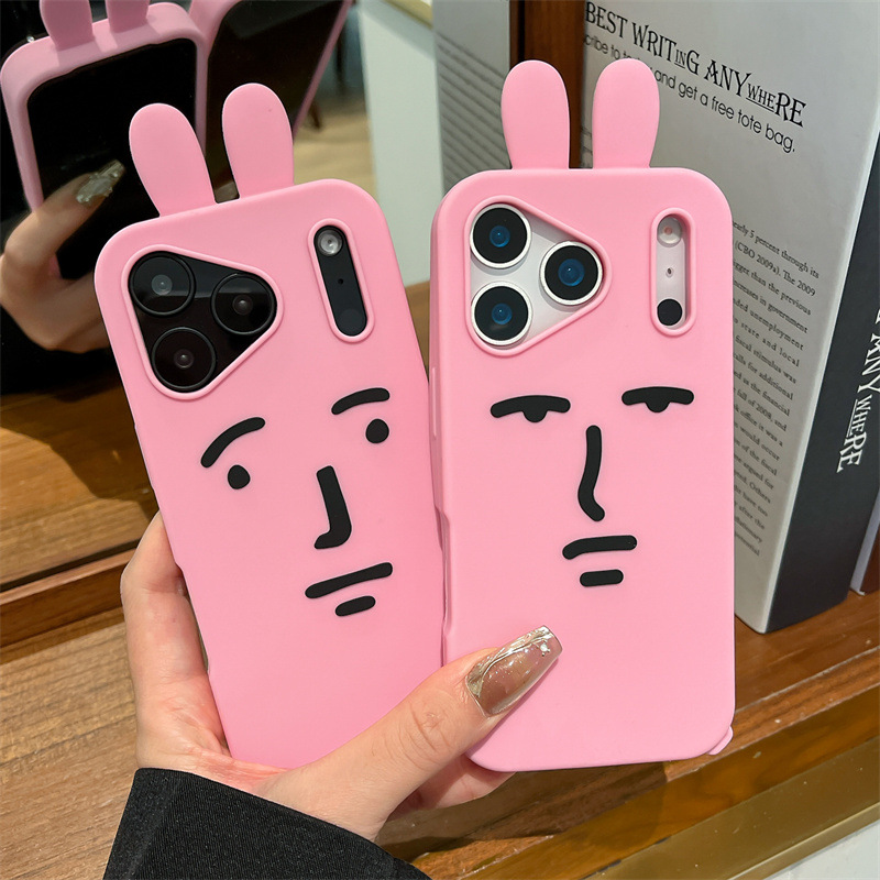 Phone Cases Pink - Kawaii 3D Funny Cartoon Pink Emoji
