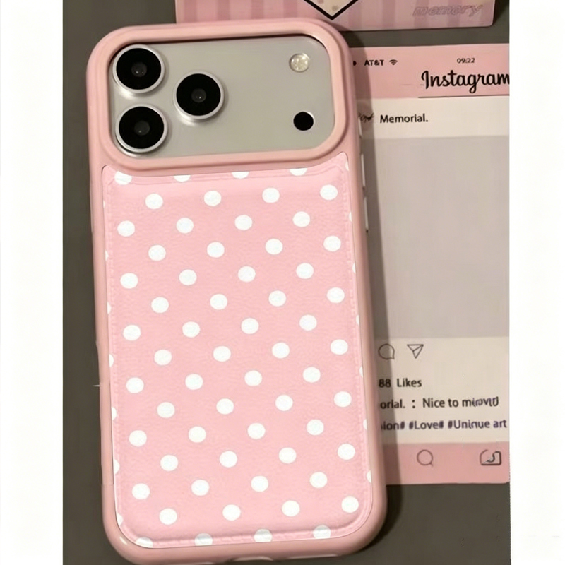 Phone Cases Pink - Ins Korean Trendy Cute Pink Polka