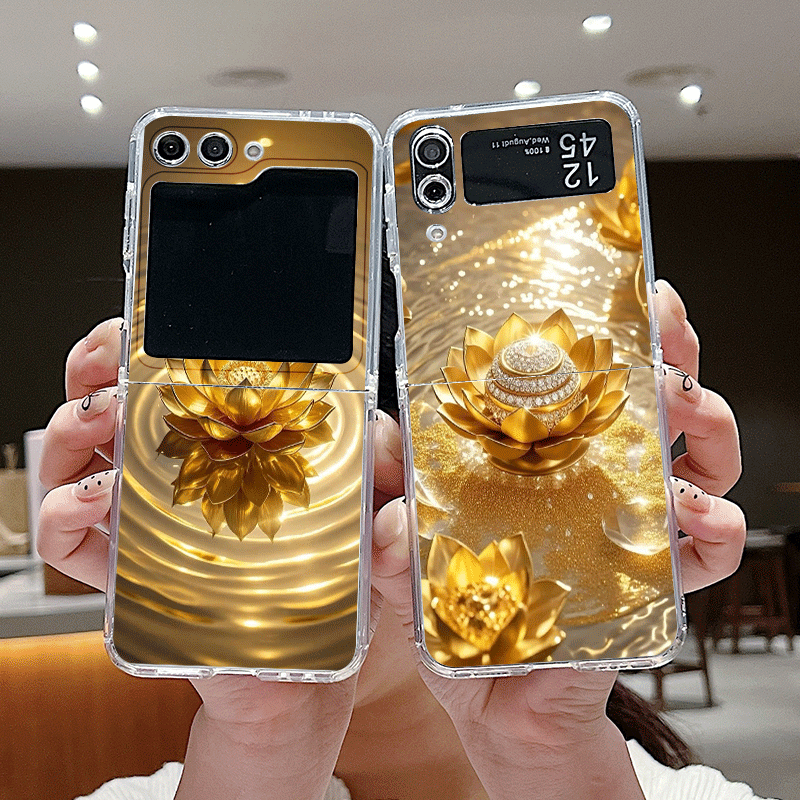 Phone Cases Z Fold 6 - Creative Golden Lotus Flower Pattern Phone