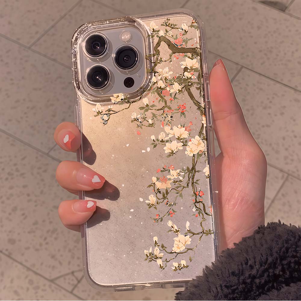 Phone Cases Xr Iphone - Vintage Magnolia Flower glitter Phone Case