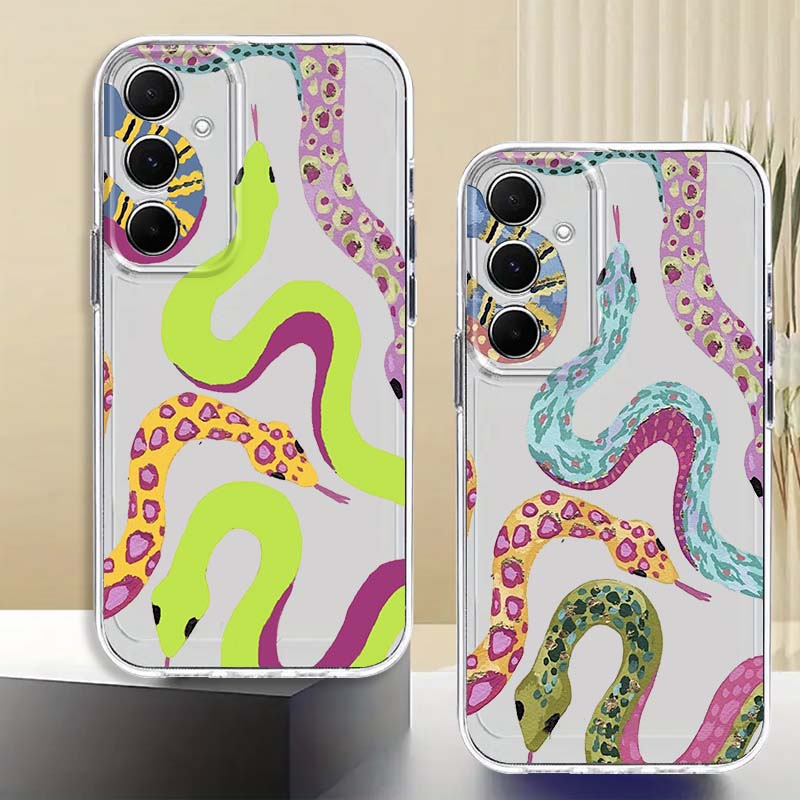 Phone Cases Samsung A14 - Colorful Gluttonous Snake For Samsung Galaxy