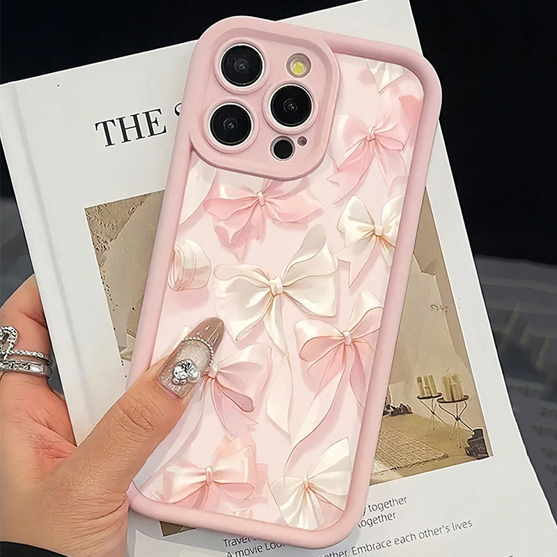 Phone Cases Pink - Bow-Knot Pink Bow Pattern Shockproof Soft