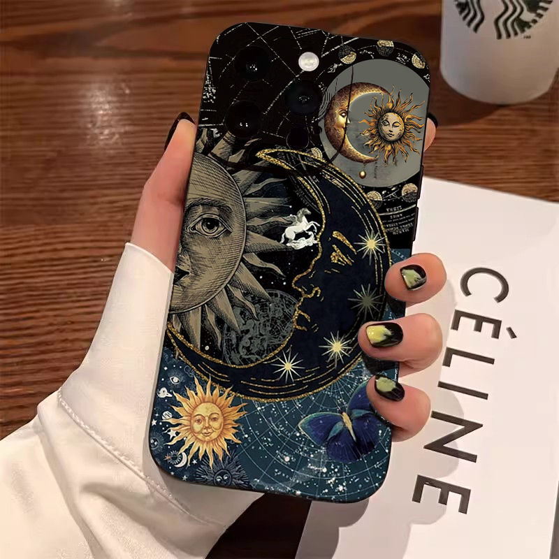 Phone Cases Aesthetic - Aesthetic Sun Moon Print Phone Case