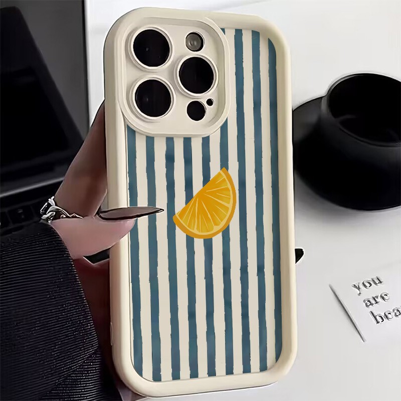 Phone Cases Xr Iphone - Striped Lemon Slice Pattern Phone Case