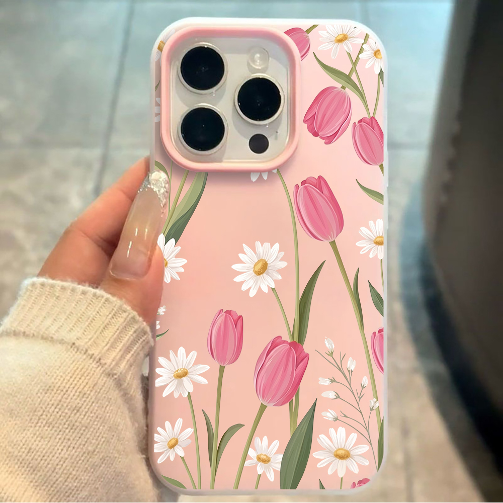 Phone Cases Pink - White Daisy Bumper Pink Jelly material