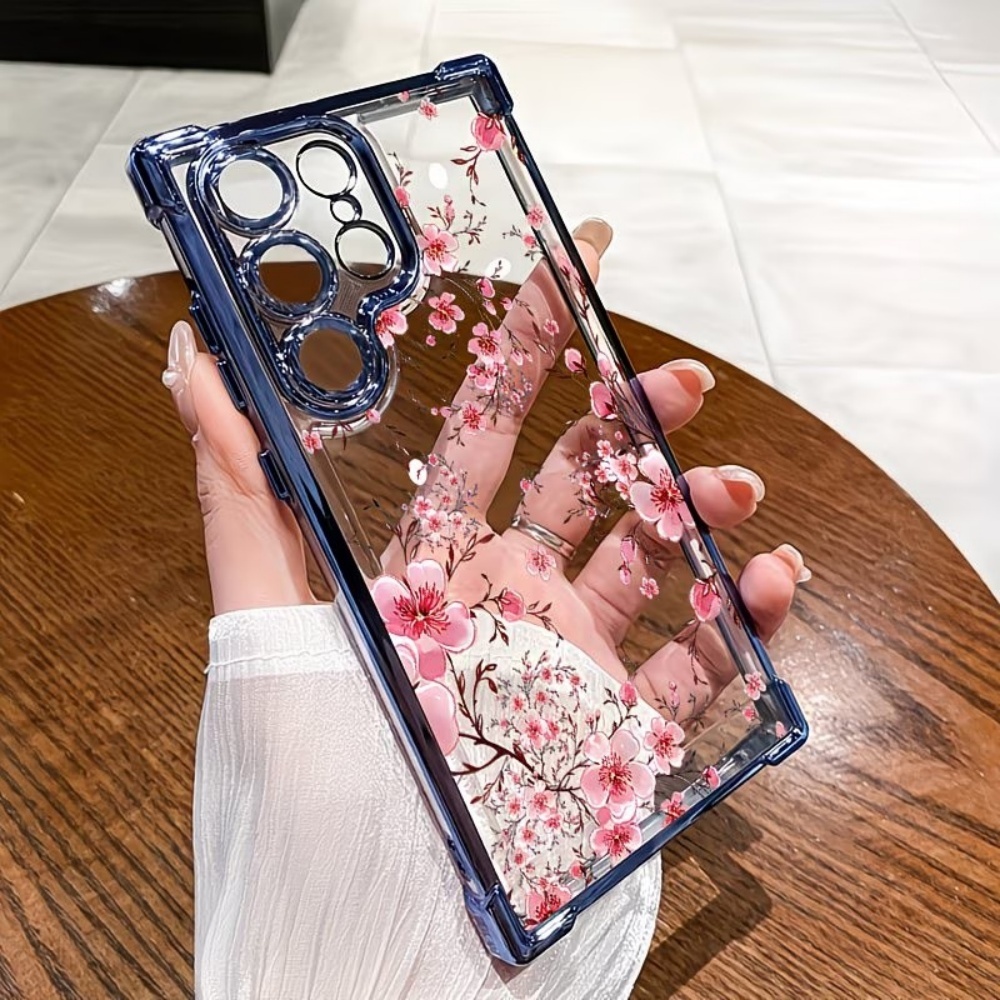 Phone Cases Samsung S25 Fe - Cherry Blossom Electroplated Four-Corner Anti-Fall Phone