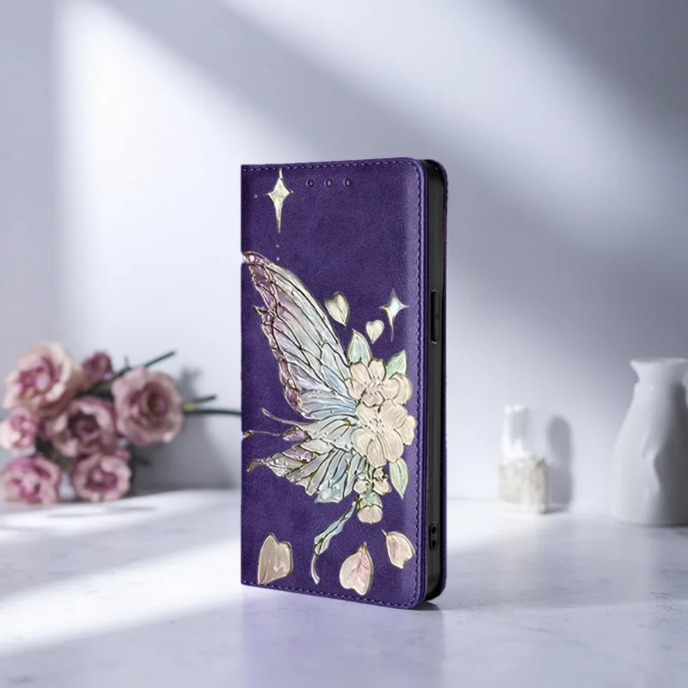 Phone Cases Samsung S23 - Painted Magnetic Flip Leather Wallet Case