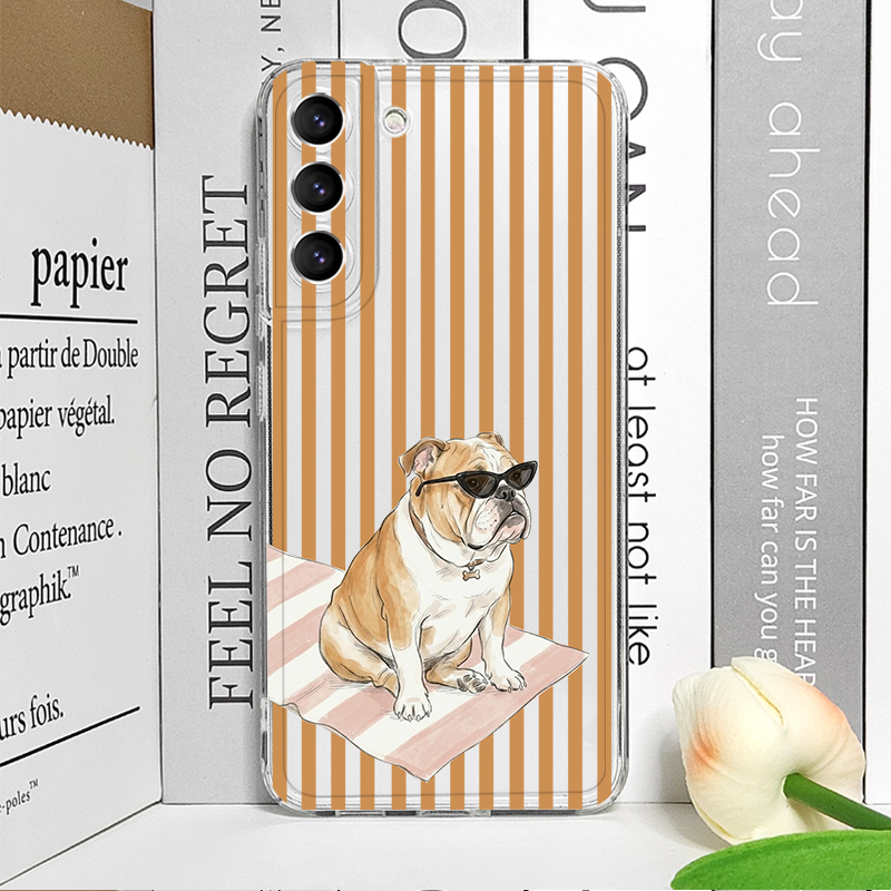 Pink Striped Cute Pug Dog Fren - Phone Cases Samsung A14 recension och pris