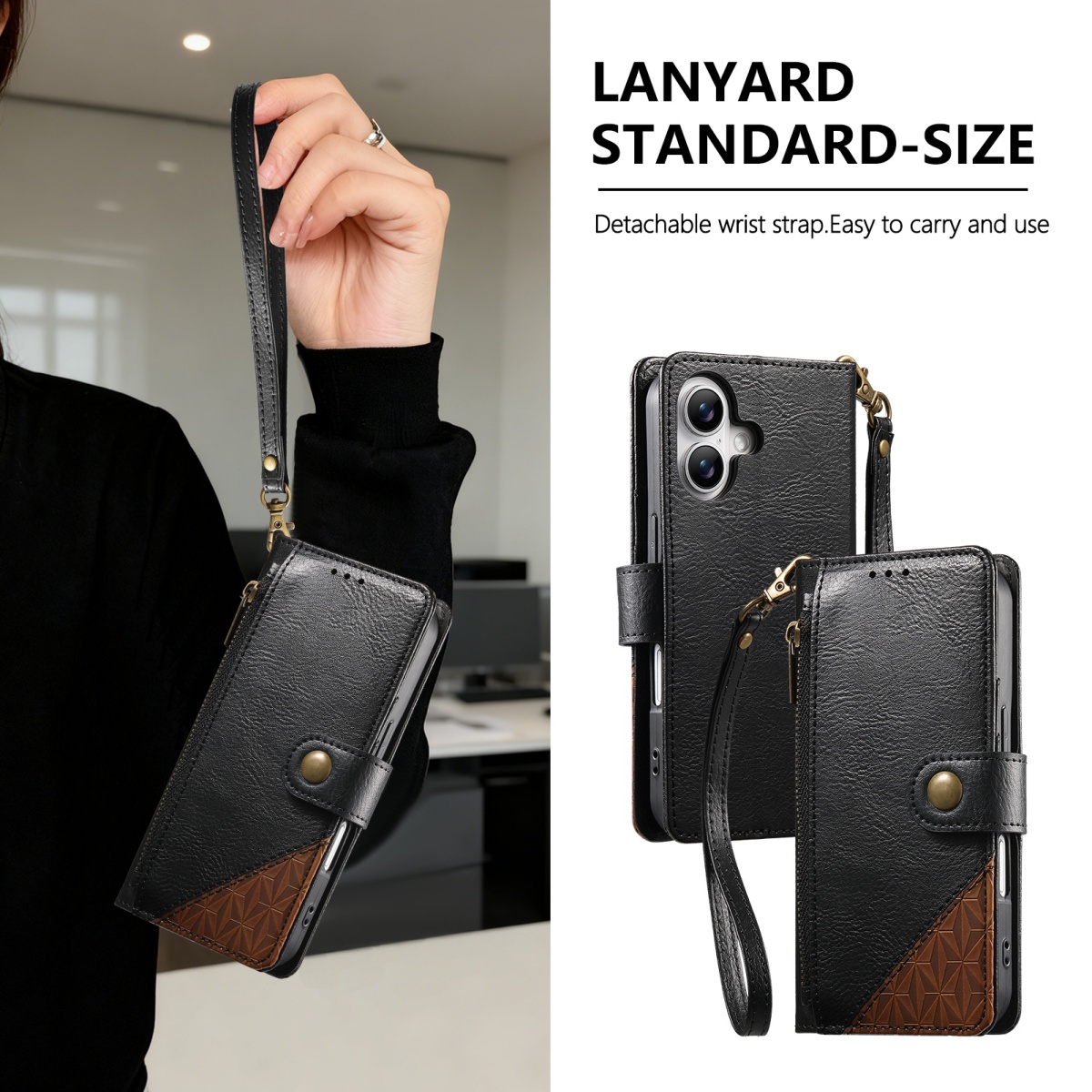 PU Leather Zipper Wrist Strap  - Phone Cases With Wallet recension och pris