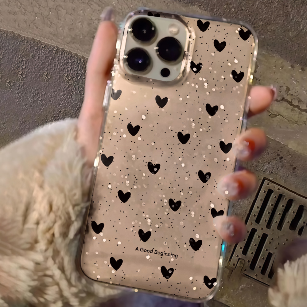 Pink Love Heart Clear Glitter  - Phone Cases Pink recension och pris