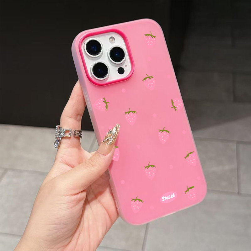 Sweet Pink Strawberry Pattern  - Phone Cases Pink recension och pris