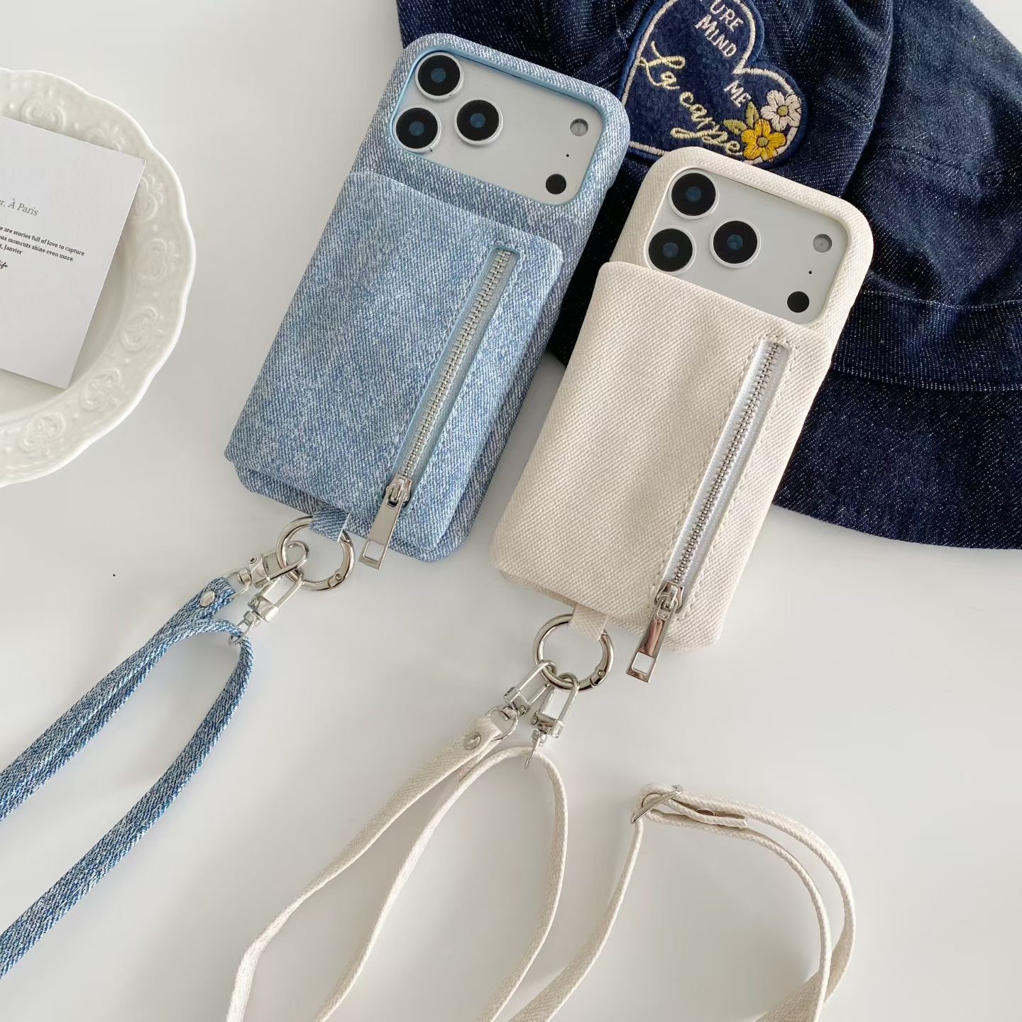 Jeans zipper money wallet card - Phone Cases With Wallet recension och pris