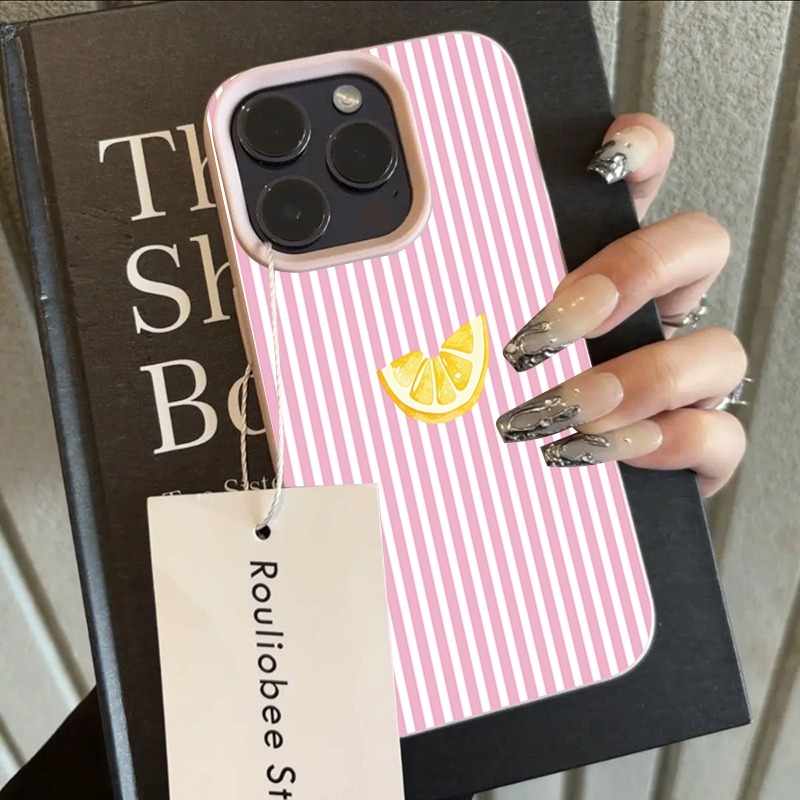 Orange Pink and White Stripes  - Phone Cases Pink recension och pris
