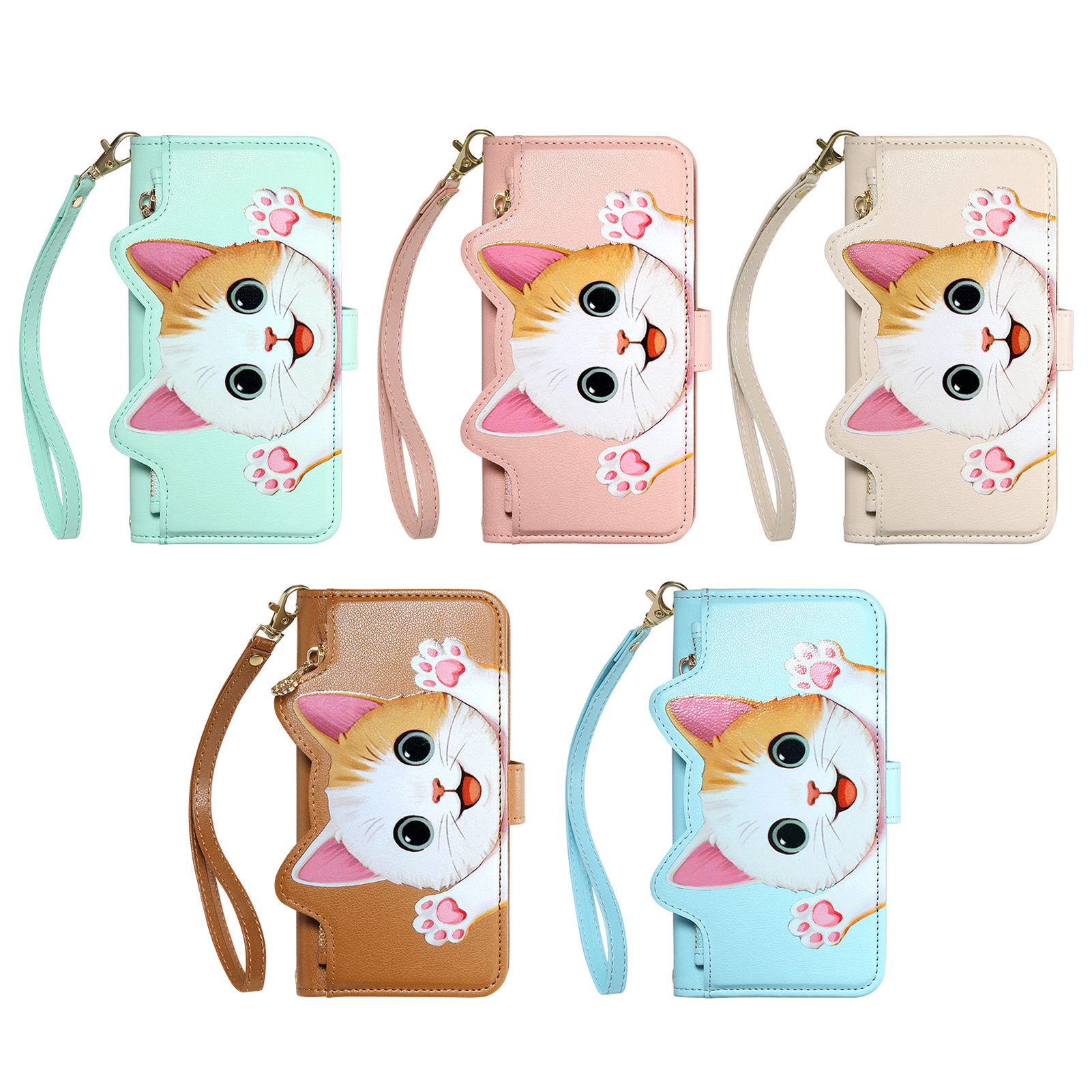 Cute Cat PU Leather Zipper Wri - Phone Cases With Wallet recension och pris